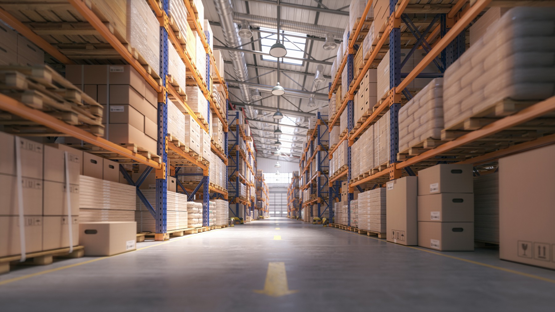 Warehouse racking full of palletised stock